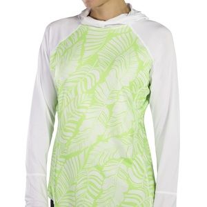 NEW JoFit Women’s Long Sleeve Top with Hood Small Green & White NWT
